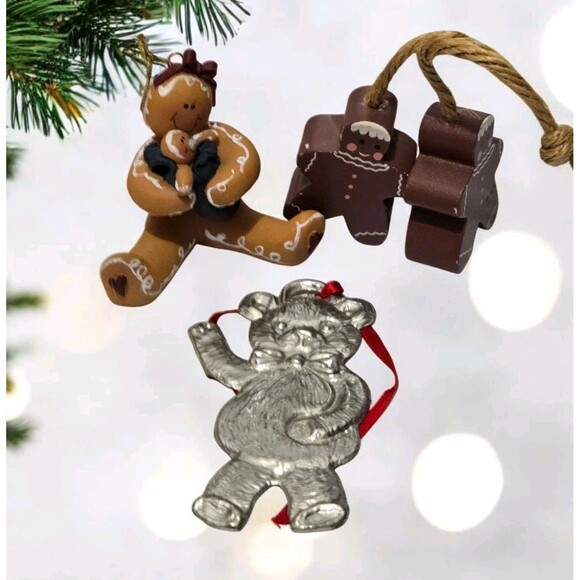 Christmas Gingerbread And Bear Lot Of 3 Pcs - Picture 1 of 5